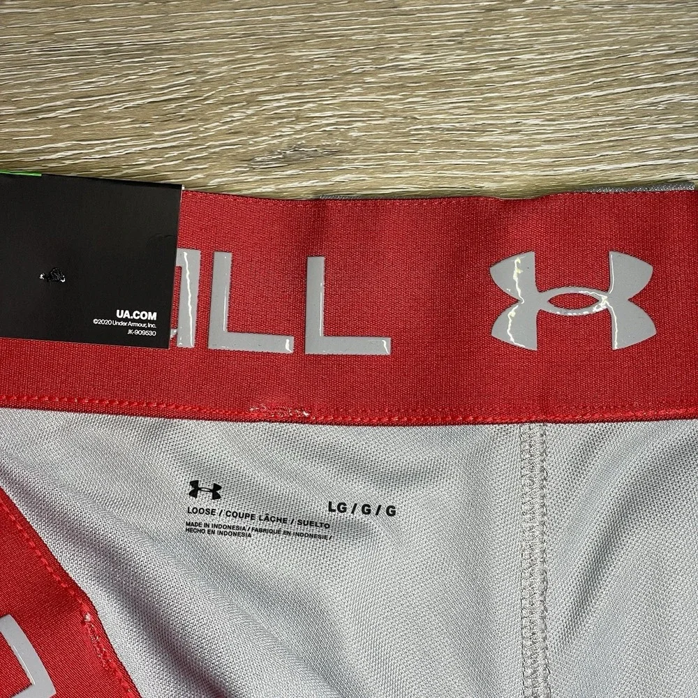NWT Under Armour Baseball Pants Men's L Gray GameDay Vanish‎ Knicker Red Piping